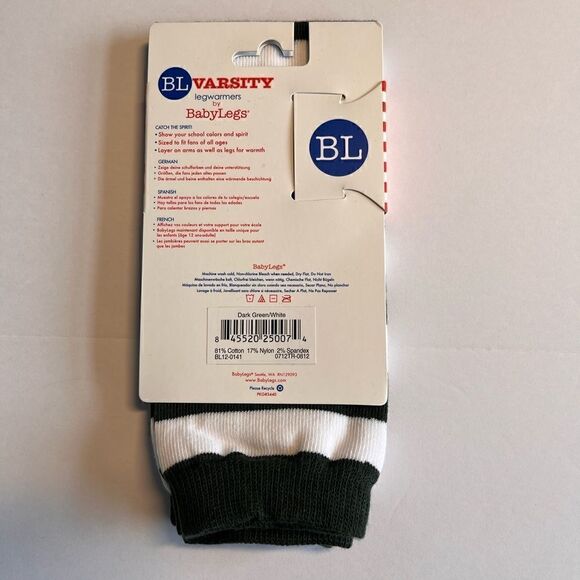 NEW Baby Legs Varsity Legwarmers Forest Green and White Stripes - Picture 3 of 6